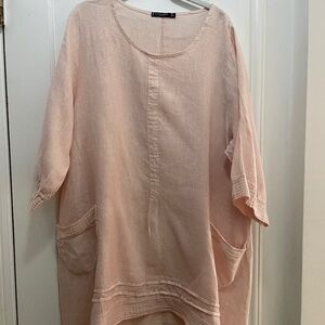 Blush 100% Linen 3/4 Sleeve Tunic.